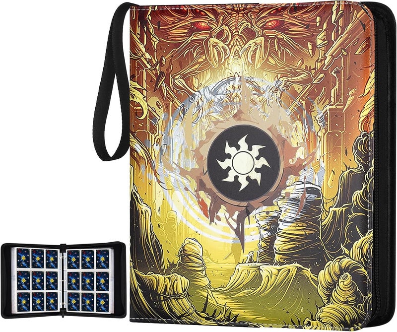 GERMUN Trading Card Binder for MTG Cards, Premium 9 Pocket Card Binder, 720 Double Sided Pocket Collector Card Album for Standard Cards,Card Collection Folder for YGO/PTCG/Game Cards (Yellow Print) - Image 1